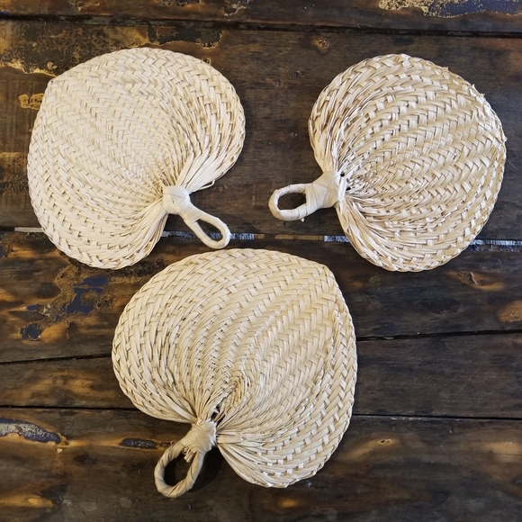 unbranded Other - Set of 3 Woven Wicker Fans wall Display